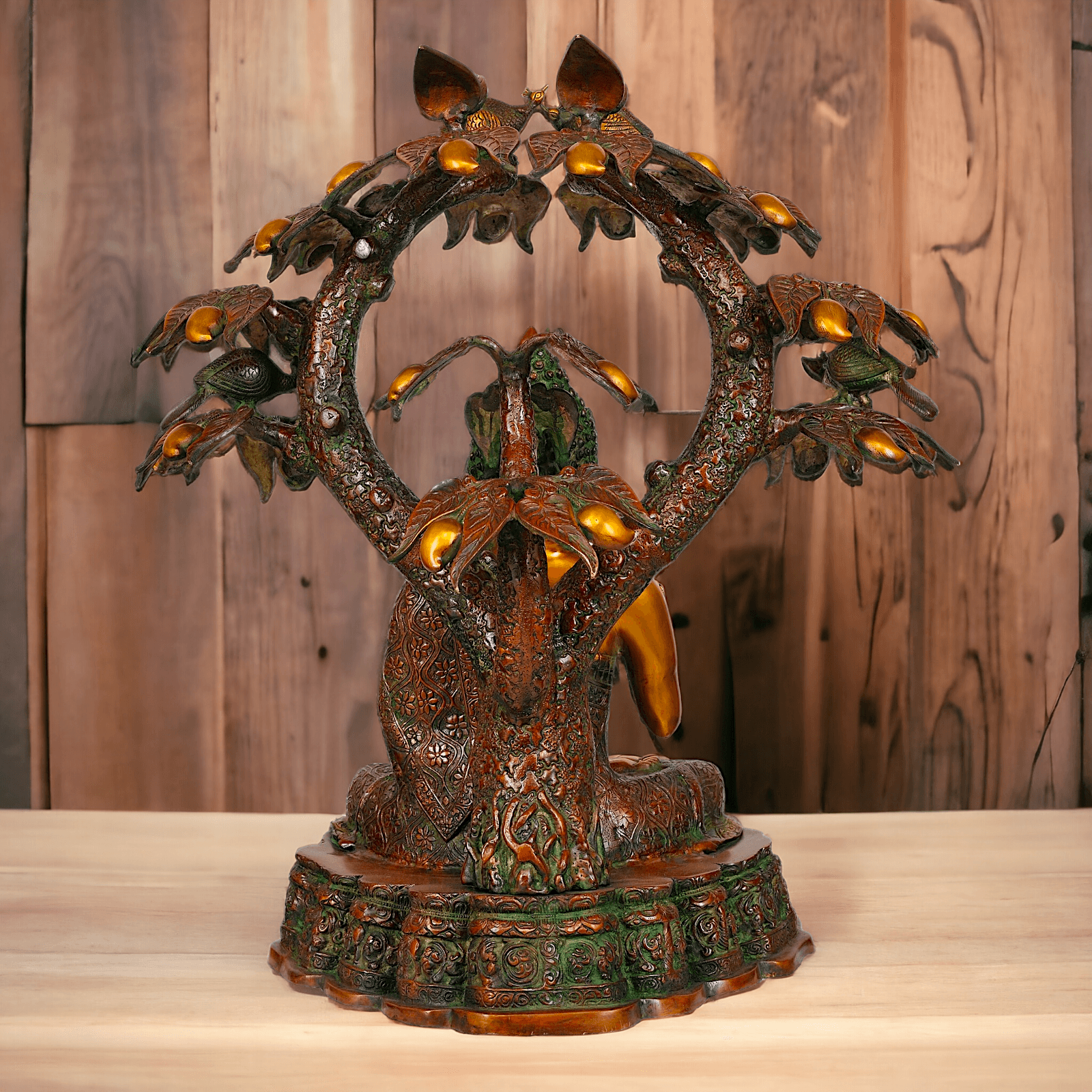 Large Size Buddha Statue in Abhaya and Vitark Mudra, Crafted in Premium Brass - 72.5 cm Tall Nikuressence