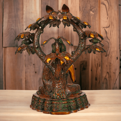 Large Size Buddha Statue in Abhaya and Vitark Mudra, Crafted in Premium Brass - 72.5 cm Tall Nikuressence