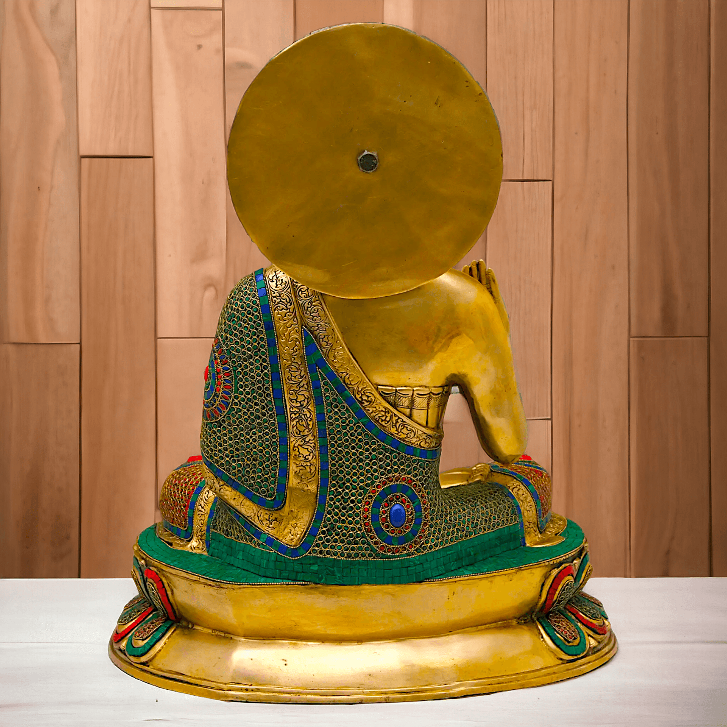 Buy Brass Buddha Statue Preaching His Dharma with Intricate Inlay Work – Detailed Handcrafted Religious Art Nikuressence