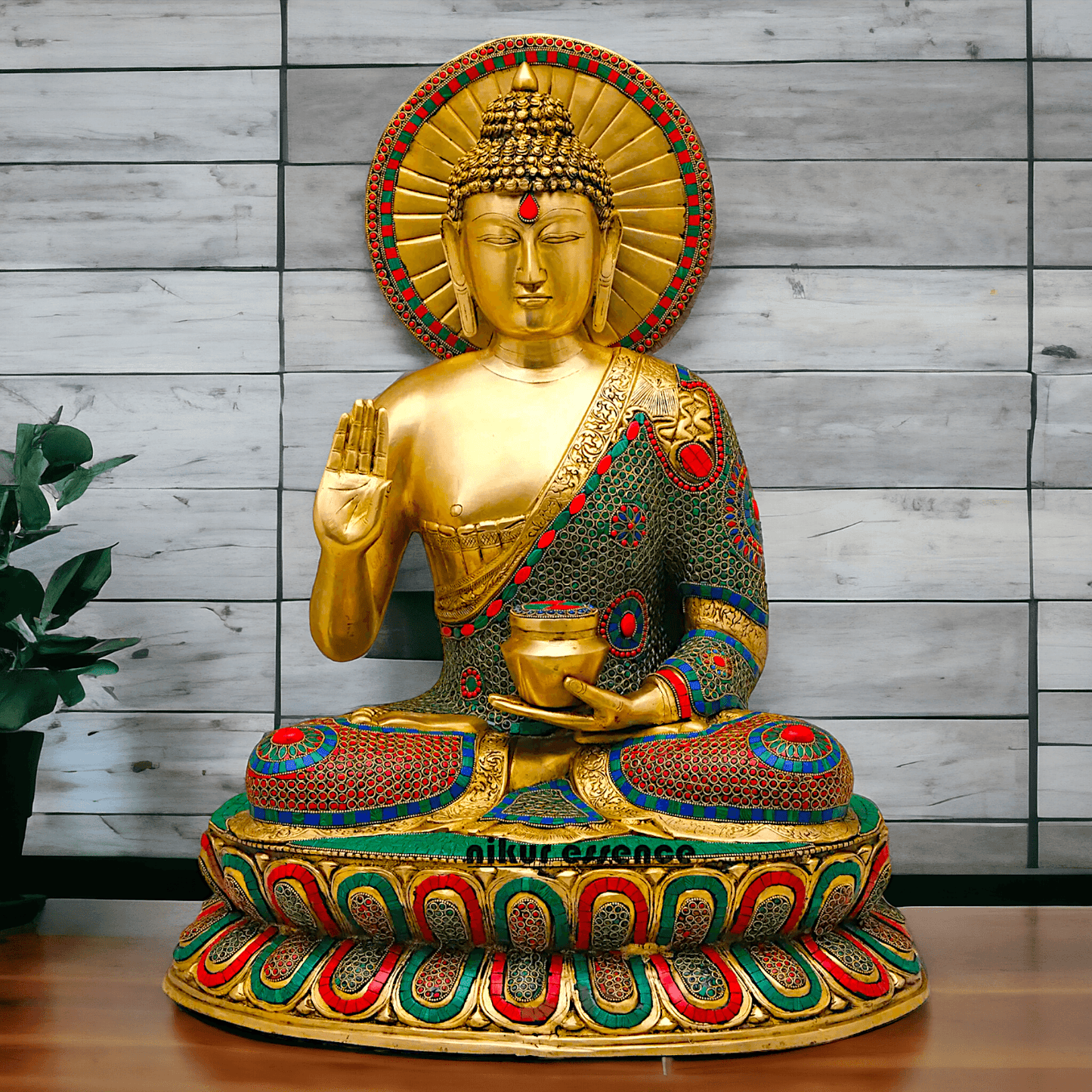 Buy Brass Buddha Statue Preaching His Dharma with Intricate Inlay Work – Detailed Handcrafted Religious Art Nikuressence
