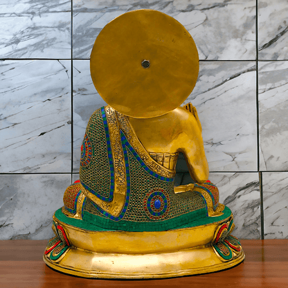 Buy Brass Buddha Statue Preaching His Dharma with Intricate Inlay Work – Detailed Handcrafted Religious Art Nikuressence