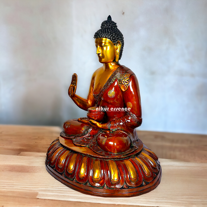 Large Brass Buddha Statue Sitting on Lotus – 73.7 cm High, Intricately Detailed, Perfect for Home Decor, Meditation Space Nikuressence