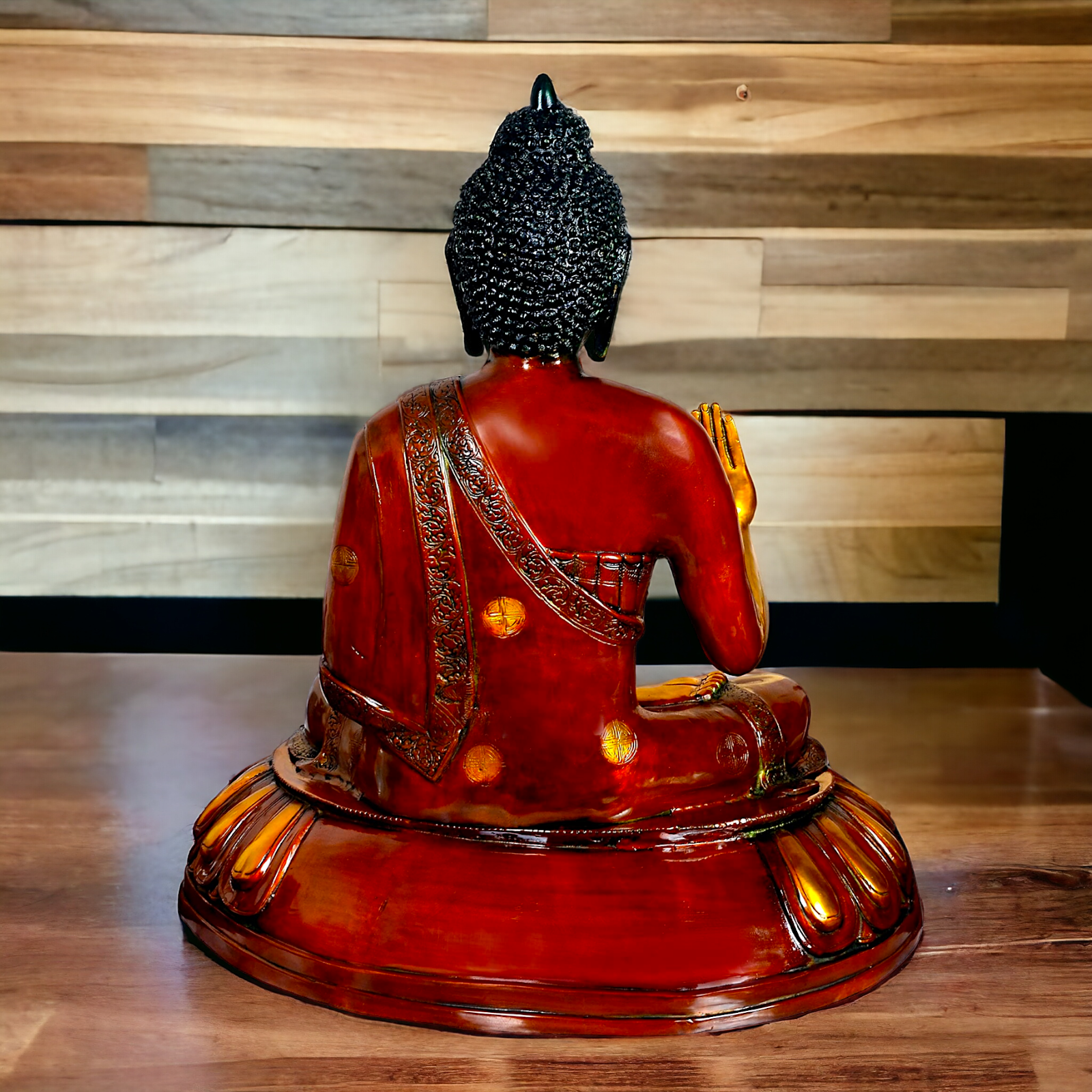 Large Brass Buddha Statue Sitting on Lotus – 73.7 cm High, Intricately Detailed, Perfect for Home Decor, Meditation Space Nikuressence
