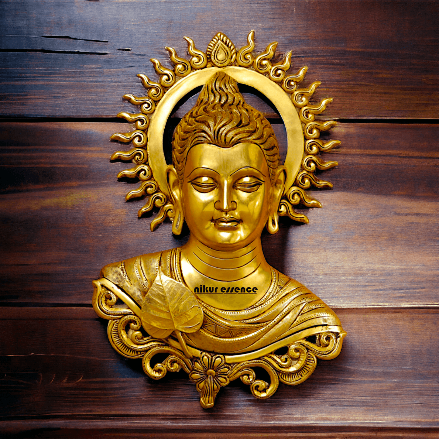 Pure Brass Buddha Wall Hanging - Handcrafted Decorative Sculpture for Home, Office, and Meditation Spaces Nikuressence