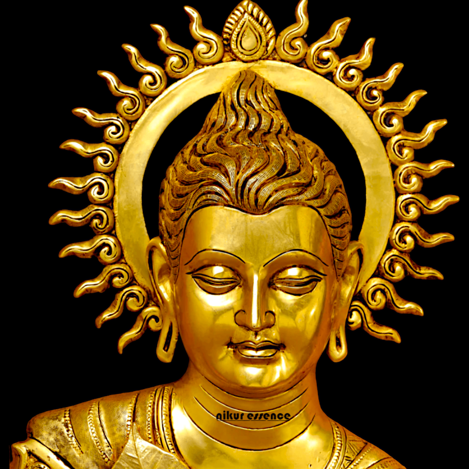 Pure Brass Buddha Wall Hanging - Handcrafted Decorative Sculpture for Home, Office, and Meditation Spaces Nikuressence
