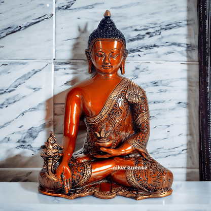 Superfine Brass Buddha Statue – 29.2 cm Tall, Masterfully Crafted with Detailed Blessing Nikuressence