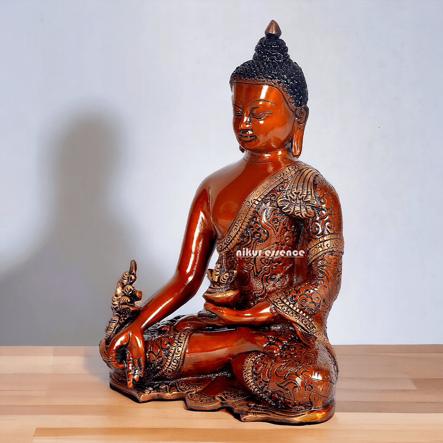 Superfine Brass Buddha Statue – 29.2 cm Tall, Masterfully Crafted with Detailed Blessing Nikuressence