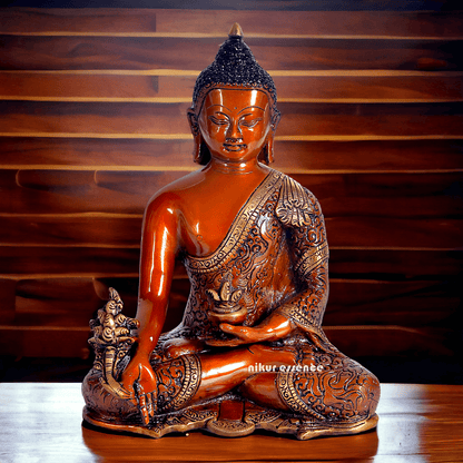 Superfine Brass Buddha Statue – 29.2 cm Tall, Masterfully Crafted with Detailed Blessing Nikuressence