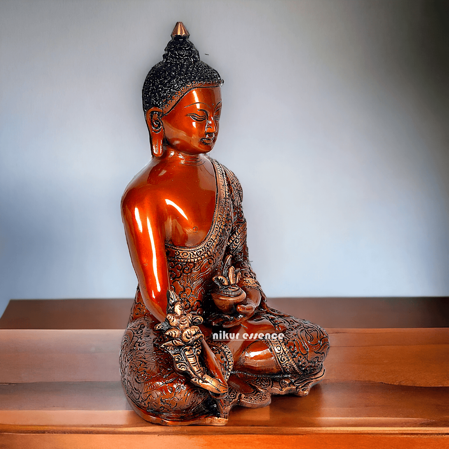 Superfine Brass Buddha Statue – 29.2 cm Tall, Masterfully Crafted with Detailed Blessing Nikuressence