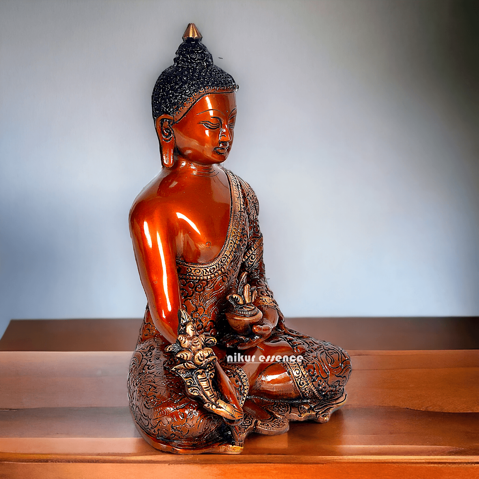 Superfine Brass Buddha Statue – 29.2 cm Tall, Masterfully Crafted with Detailed Blessing Nikuressence