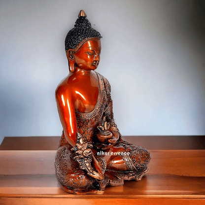 Superfine Brass Buddha Statue – 29.2 cm Tall, Masterfully Crafted with Detailed Blessing Nikuressence