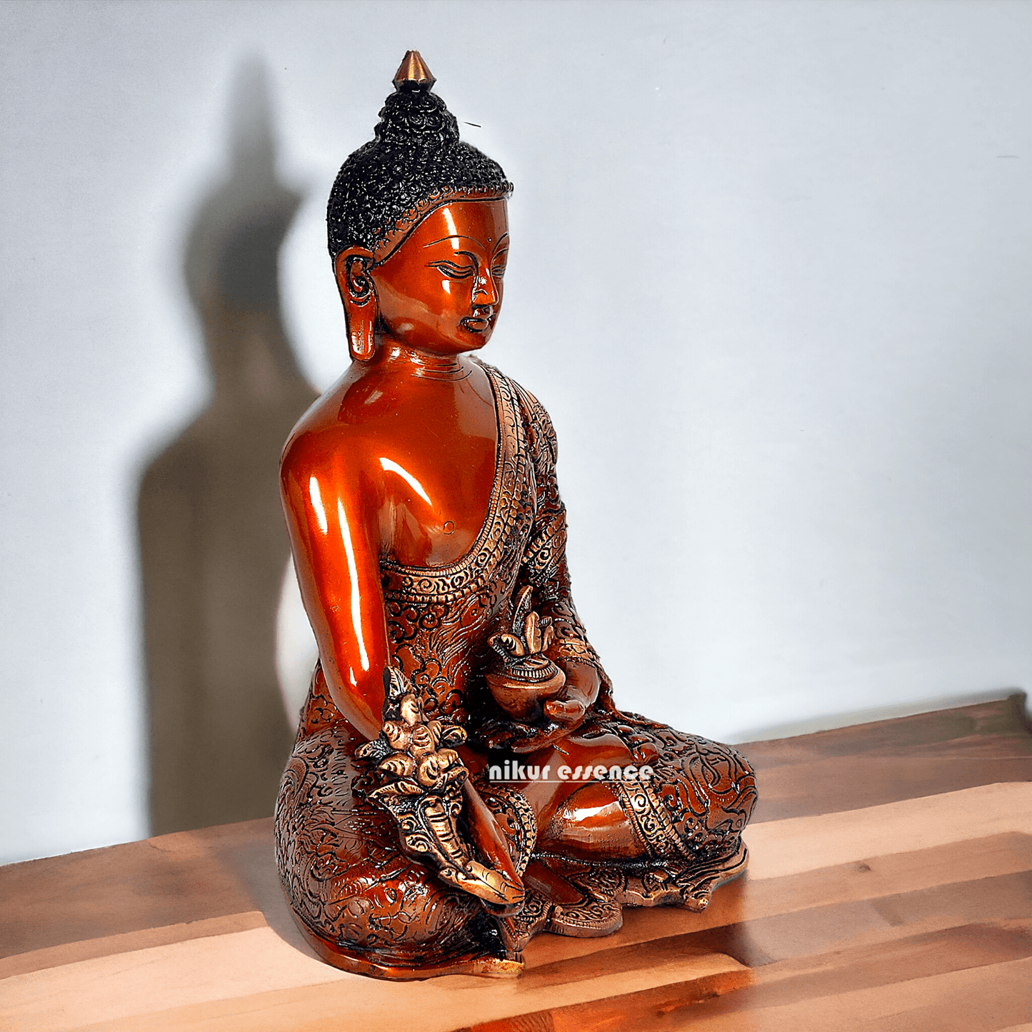 Superfine Brass Buddha Statue – 29.2 cm Tall, Masterfully Crafted with Detailed Blessing Nikuressence