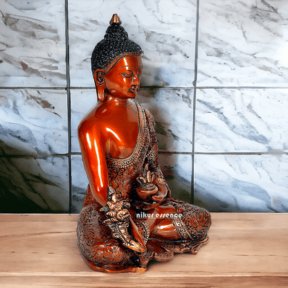 Superfine Brass Buddha Statue – 29.2 cm Tall, Masterfully Crafted with Detailed Blessing Nikuressence