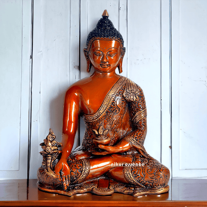 Superfine Brass Buddha Statue – 29.2 cm Tall, Masterfully Crafted with Detailed Blessing Nikuressence