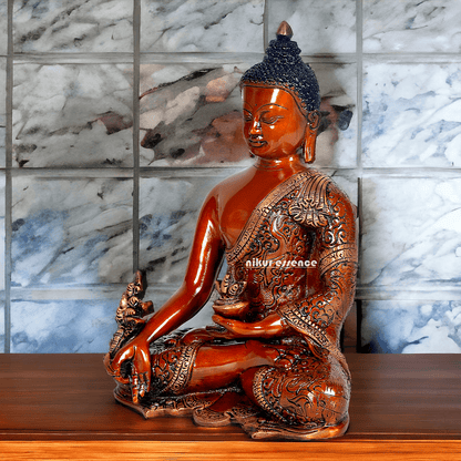 Superfine Brass Buddha Statue – 29.2 cm Tall, Masterfully Crafted with Detailed Blessing Nikuressence