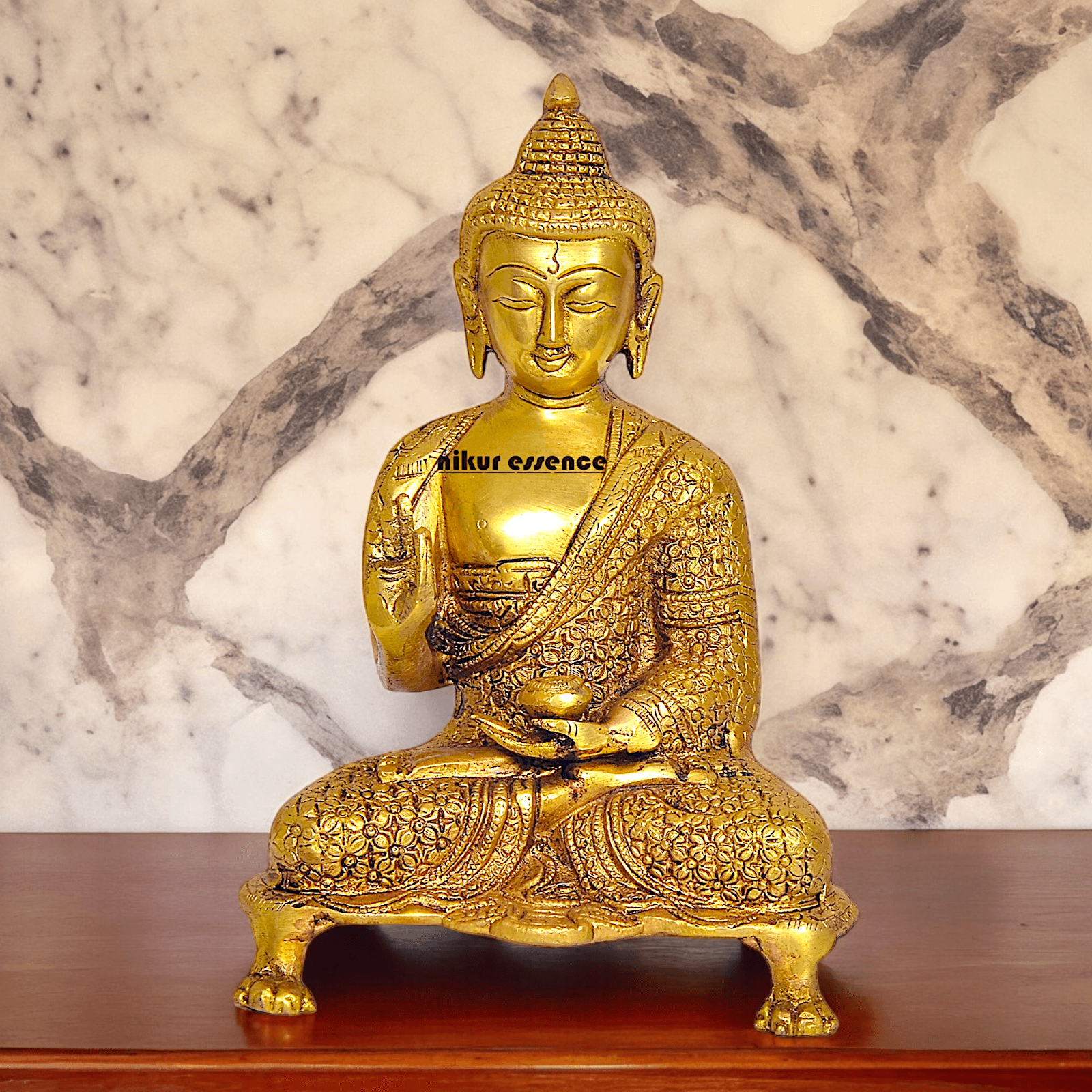 Online Solid Brass 22.9 cm Buddha Yoga Mudra Statue - Handcrafted Tibetan Buddhist Sculpture for Meditation Nikuressence