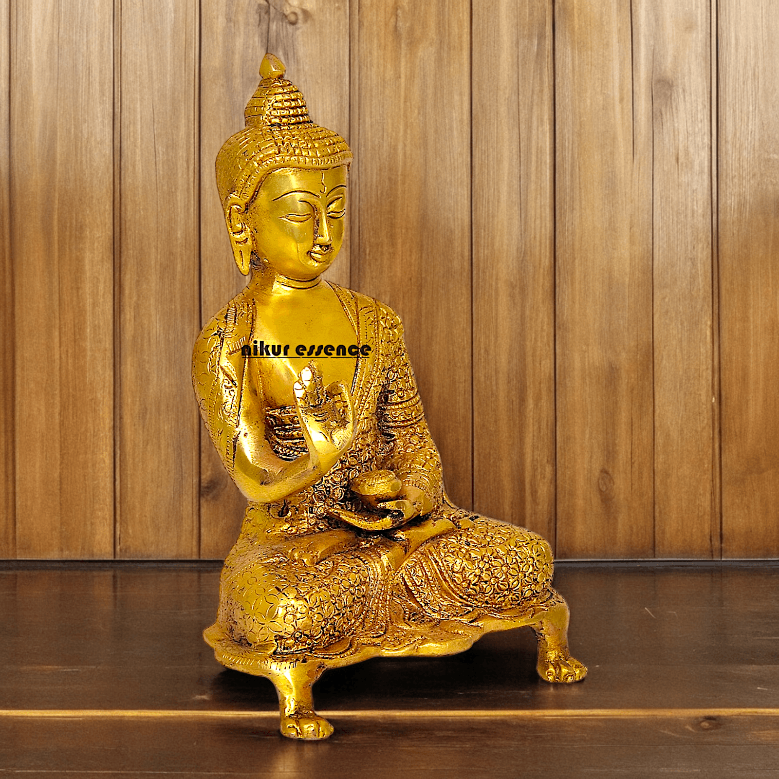 Online Solid Brass 22.9 cm Buddha Yoga Mudra Statue - Handcrafted Tibetan Buddhist Sculpture for Meditation Nikuressence