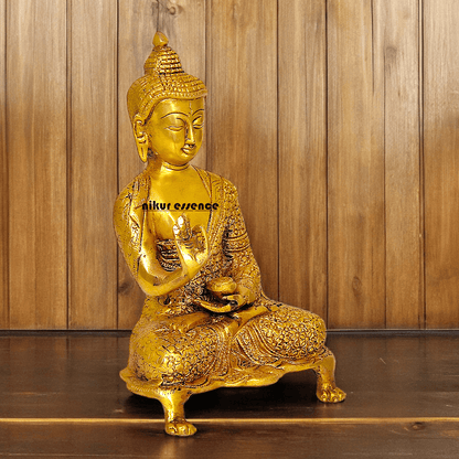 Online Solid Brass 22.9 cm Buddha Yoga Mudra Statue - Handcrafted Tibetan Buddhist Sculpture for Meditation Nikuressence