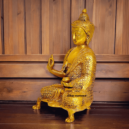 Online Solid Brass 22.9 cm Buddha Yoga Mudra Statue - Handcrafted Tibetan Buddhist Sculpture for Meditation Nikuressence