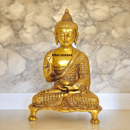 Online Solid Brass 22.9 cm Buddha Yoga Mudra Statue - Handcrafted Tibetan Buddhist Sculpture for Meditation Nikuressence