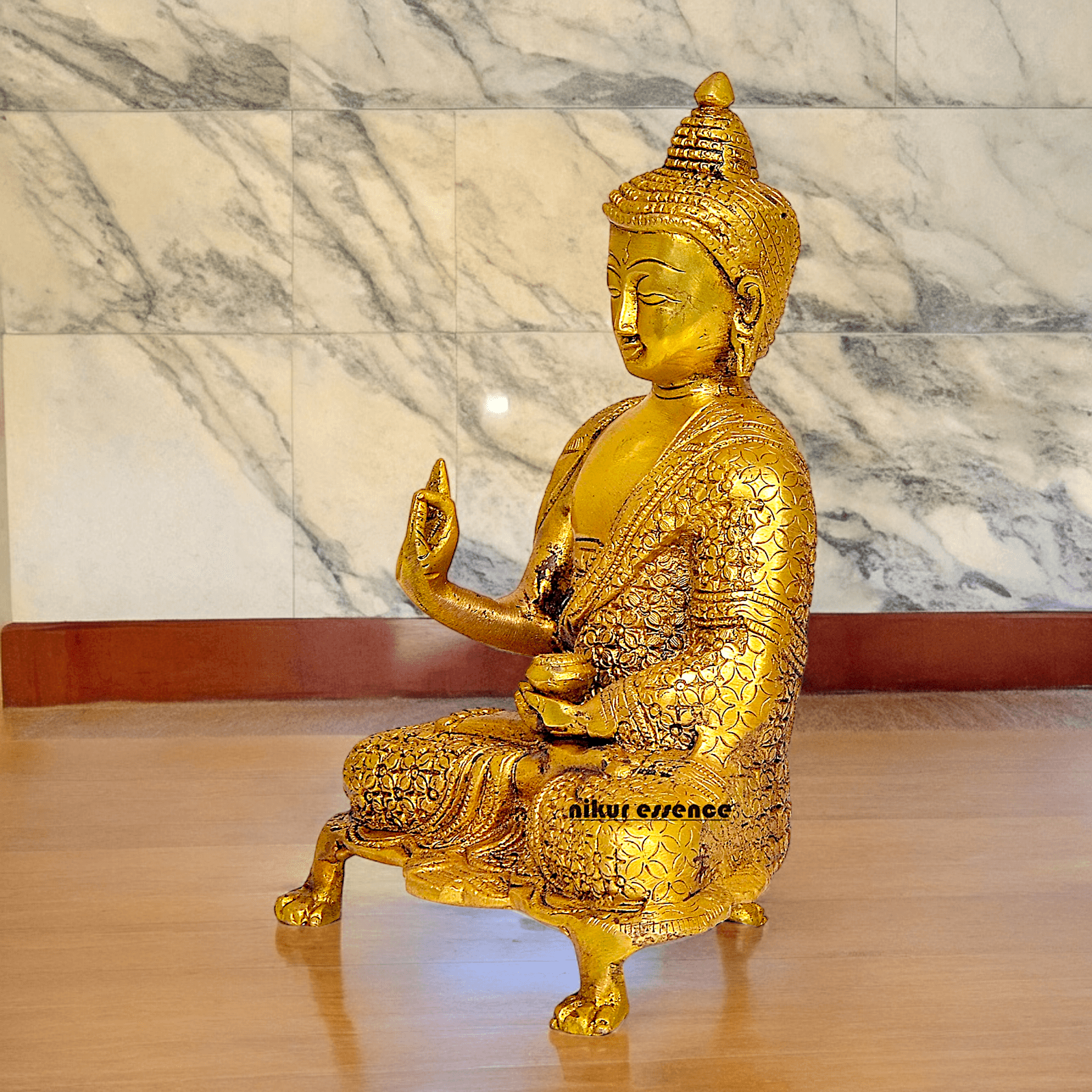 Online Solid Brass 22.9 cm Buddha Yoga Mudra Statue - Handcrafted Tibetan Buddhist Sculpture for Meditation Nikuressence