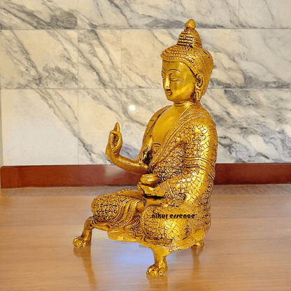 Online Solid Brass 22.9 cm Buddha Yoga Mudra Statue - Handcrafted Tibetan Buddhist Sculpture for Meditation Nikuressence