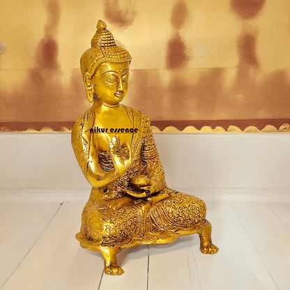 Online Solid Brass 22.9 cm Buddha Yoga Mudra Statue - Handcrafted Tibetan Buddhist Sculpture for Meditation Nikuressence
