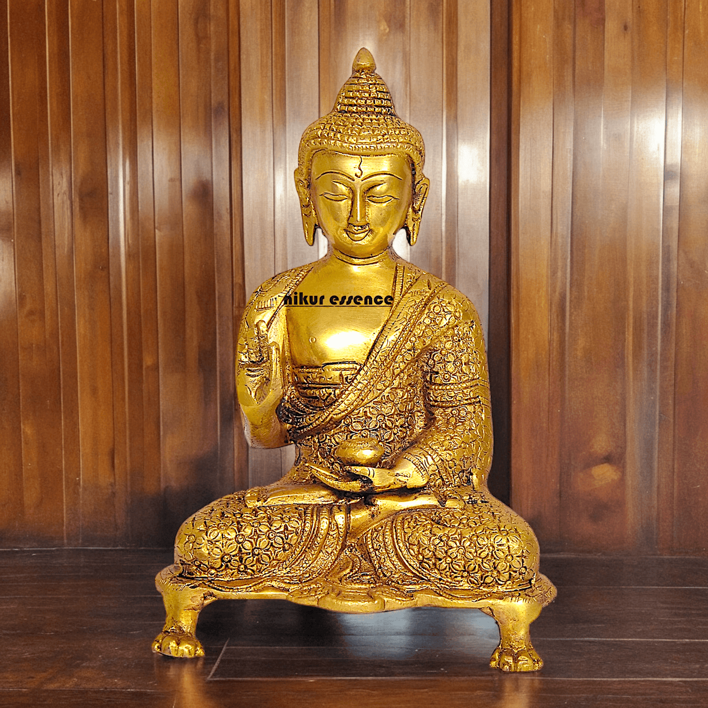 Online Solid Brass 22.9 cm Buddha Yoga Mudra Statue - Handcrafted Tibetan Buddhist Sculpture for Meditation Nikuressence