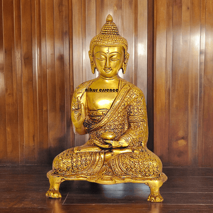 Online Solid Brass 22.9 cm Buddha Yoga Mudra Statue - Handcrafted Tibetan Buddhist Sculpture for Meditation Nikuressence