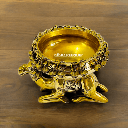 Buy online brass 20 cm Camel Design Traditional Indian Urli – Handcrafted Brass Decorative Bowl with Unique Camel Motif by Nikur Essence Nikuressence