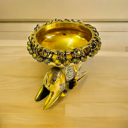 Buy online brass 20 cm Camel Design Traditional Indian Urli – Handcrafted Brass Decorative Bowl with Unique Camel Motif by Nikur Essence Nikuressence