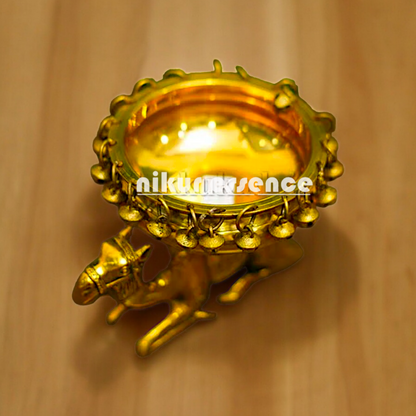 Buy online brass 20 cm Camel Design Traditional Indian Urli – Handcrafted Brass Decorative Bowl with Unique Camel Motif by Nikur Essence Nikuressence