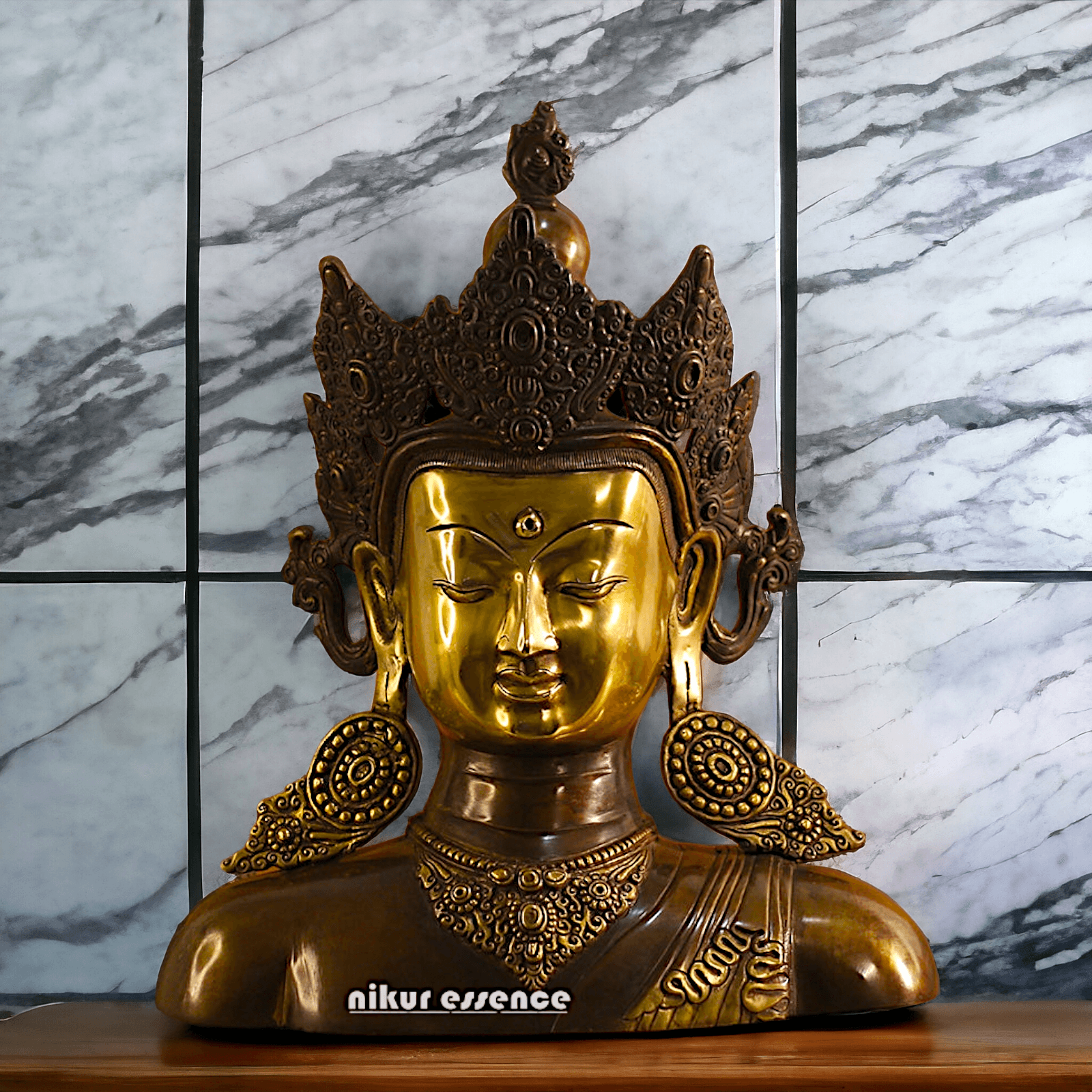 Brass Crown Buddha Bust Nikuressence