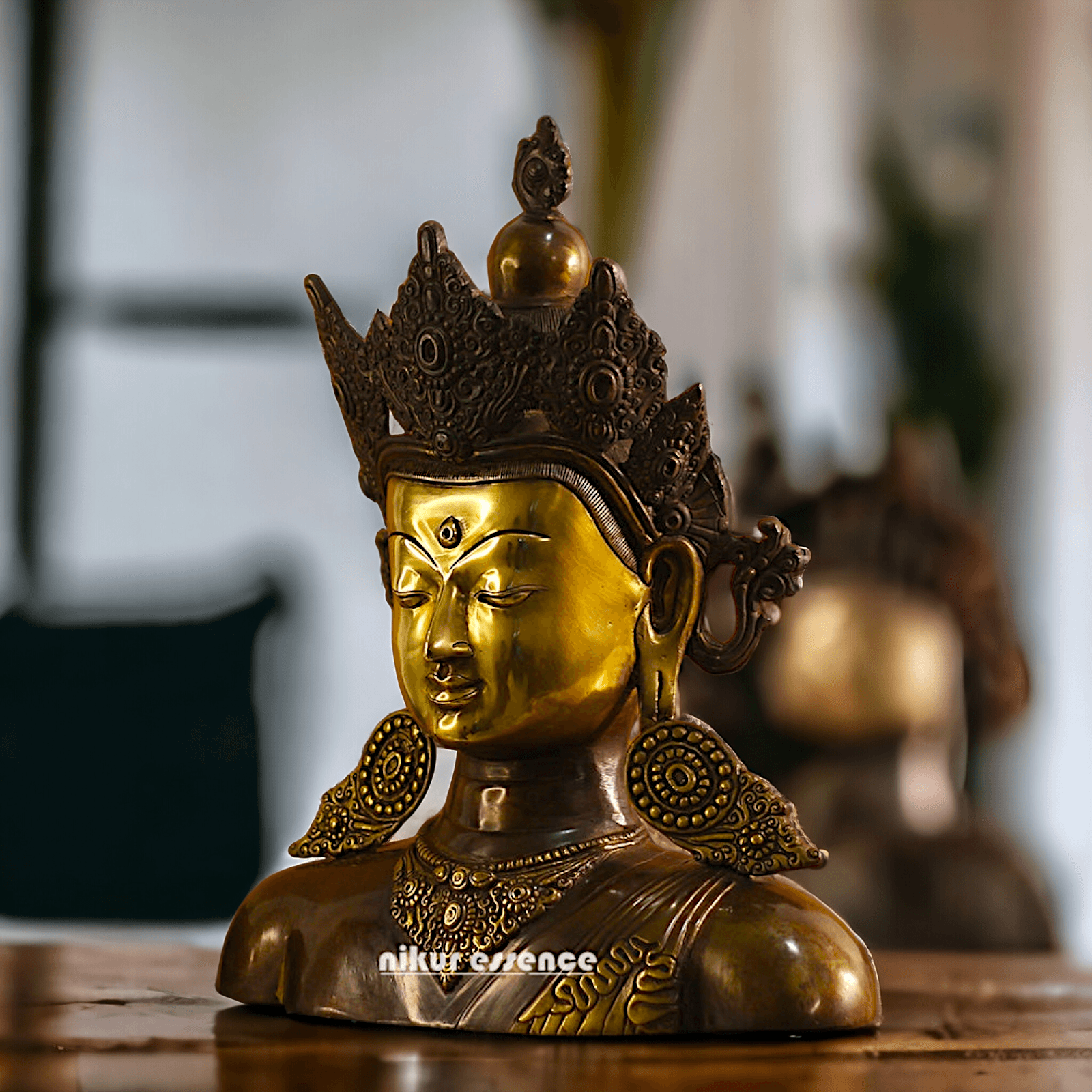 Brass Crown Buddha Bust Nikuressence