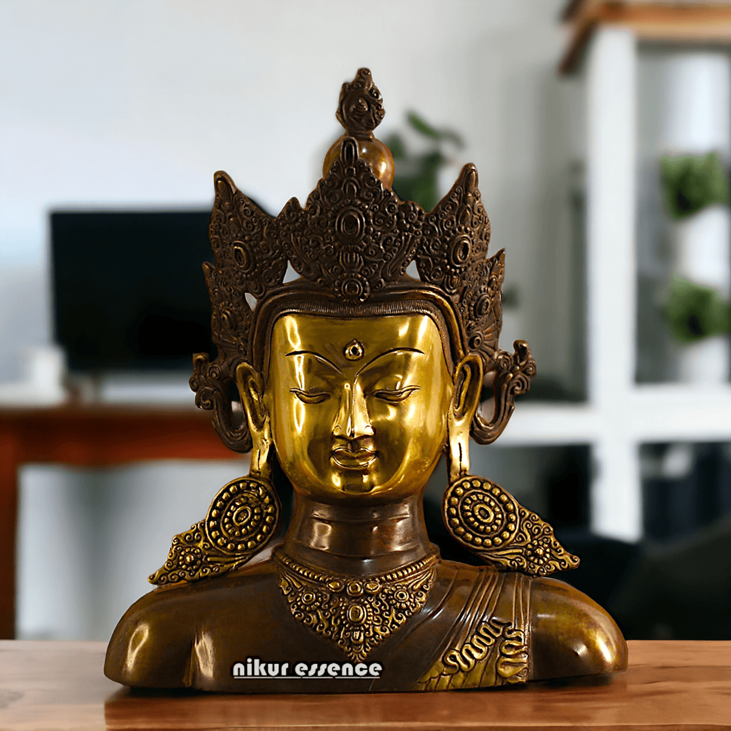 Brass Crown Buddha Bust Nikuressence