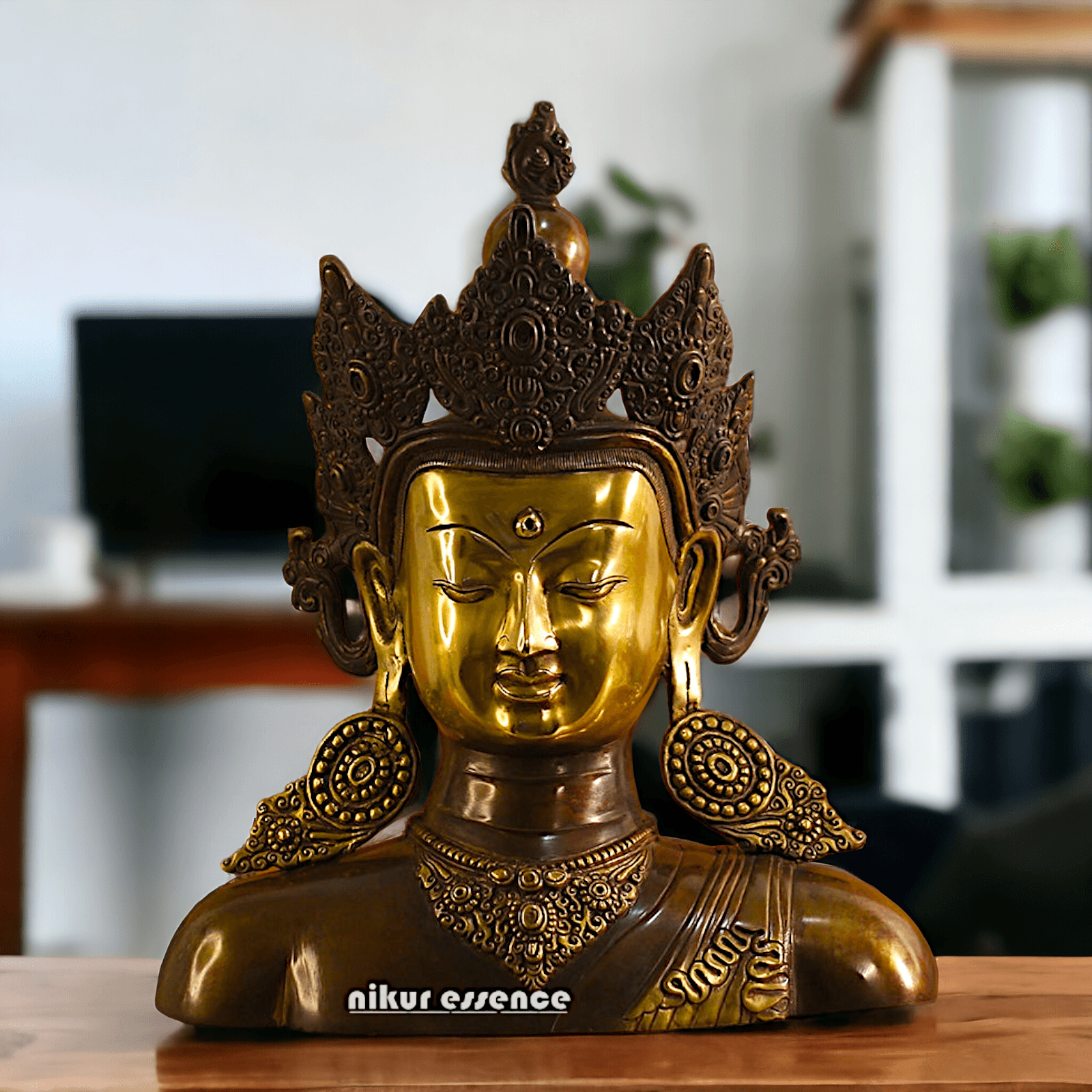 Brass Crown Buddha Bust Nikuressence
