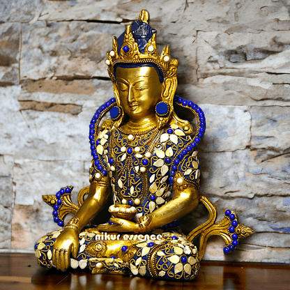 Buy Tibetan Buddhist Crowned Buddha Brass Statue with Inlay Work – Exquisite 25.5 cm Nikuressence