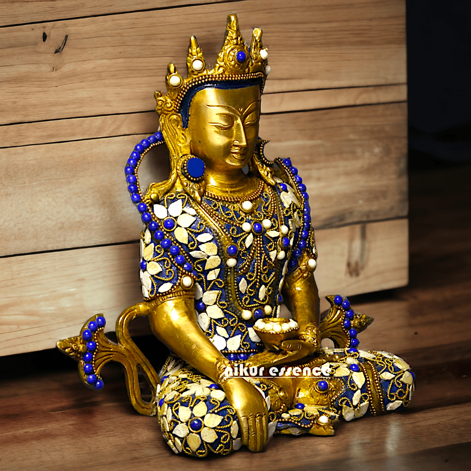 Buy Tibetan Buddhist Crowned Buddha Brass Statue with Inlay Work – Exquisite 25.5 cm Nikuressence