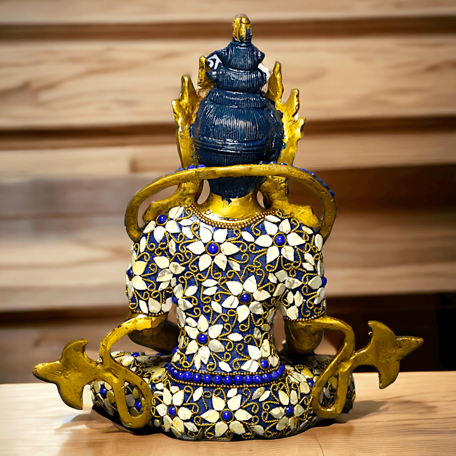 Buy Tibetan Buddhist Crowned Buddha Brass Statue with Inlay Work – Exquisite 25.5 cm Nikuressence