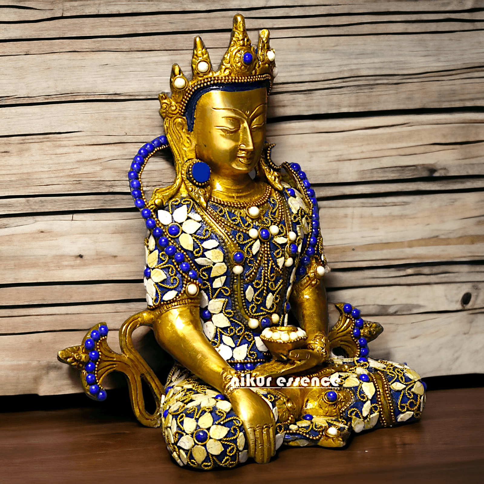 Buy Tibetan Buddhist Crowned Buddha Brass Statue with Inlay Work – Exquisite 25.5 cm Nikuressence