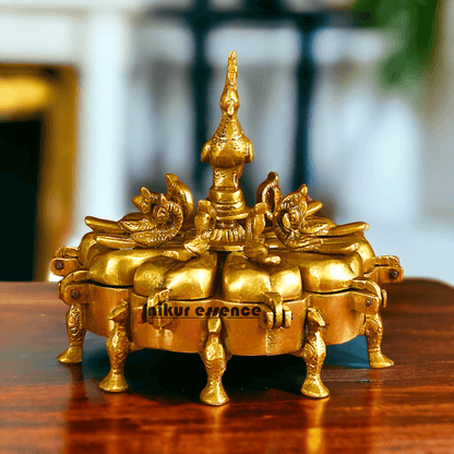 Solid Brass Decorative Box with Exquisite Intricate Floral Engravings and Classic Craftsmanship Nikuressence