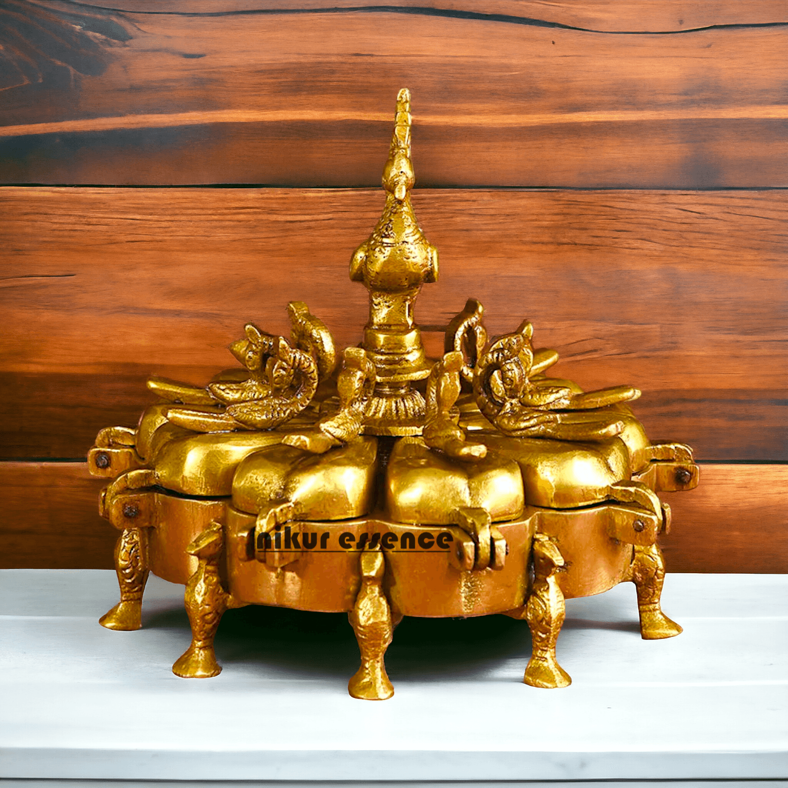 Solid Brass Decorative Box with Exquisite Intricate Floral Engravings and Classic Craftsmanship Nikuressence