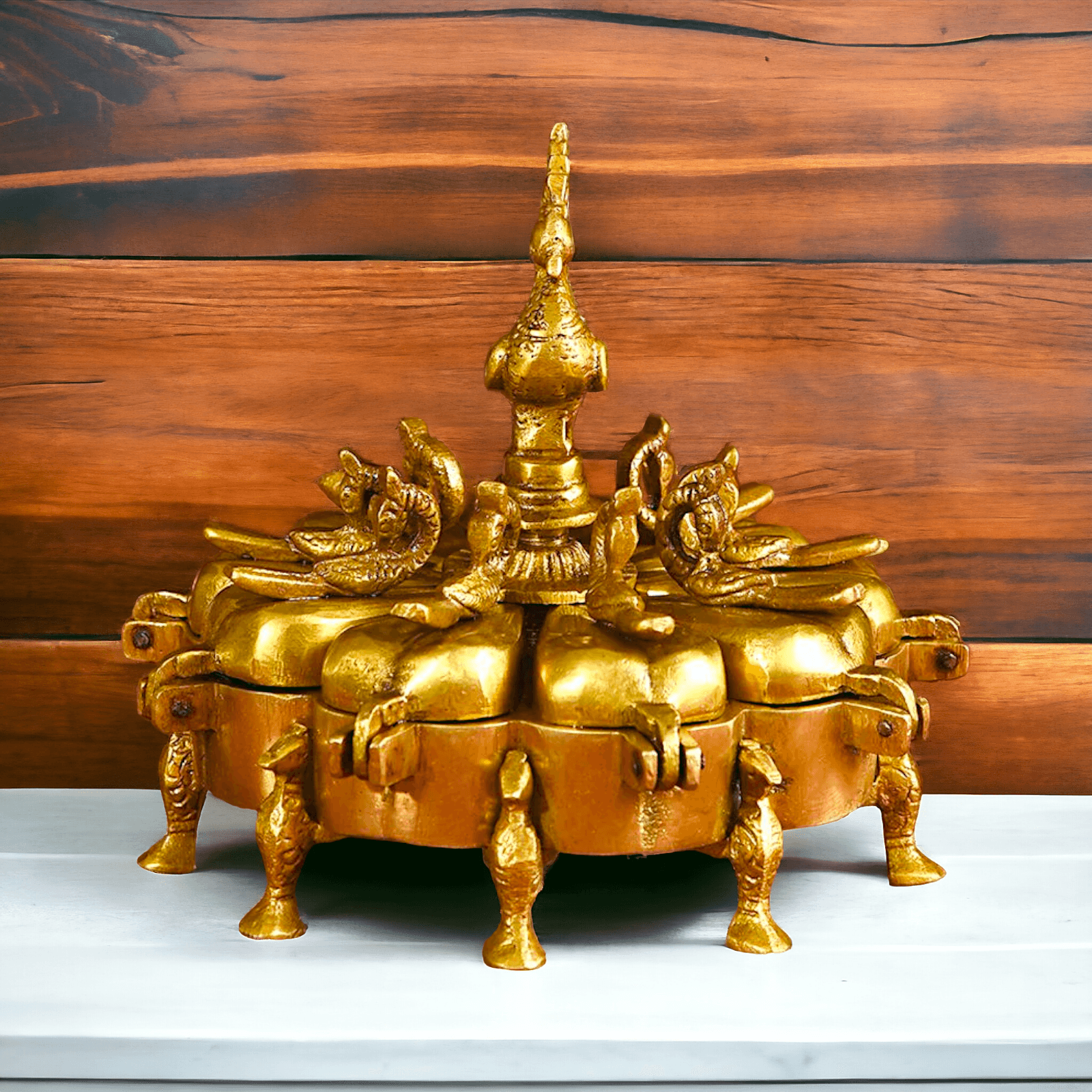 Solid Brass Decorative Box with Exquisite Intricate Floral Engravings and Classic Craftsmanship Nikuressence