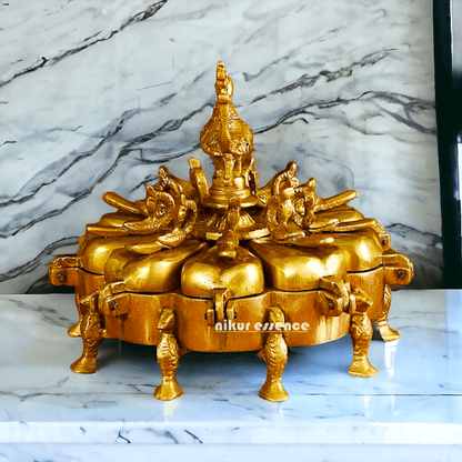 Solid Brass Decorative Box with Exquisite Intricate Floral Engravings and Classic Craftsmanship Nikuressence