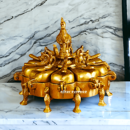 Solid Brass Decorative Box with Exquisite Intricate Floral Engravings and Classic Craftsmanship Nikuressence