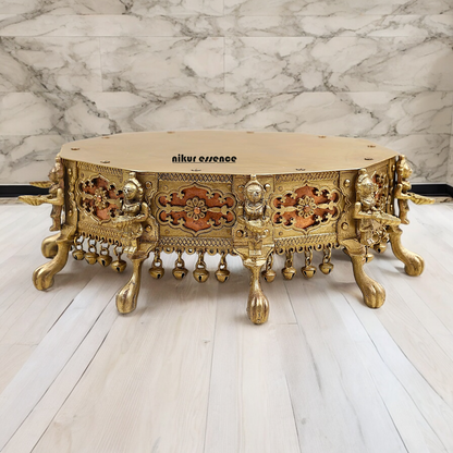 Buy Brass Deepalakshmi Chowki with bells by Nikur Essence - 40.5 cm Nikuressence