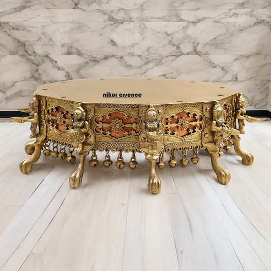 Buy Brass Deepalakshmi Chowki with bells by Nikur Essence - 40.5 cm Nikuressence