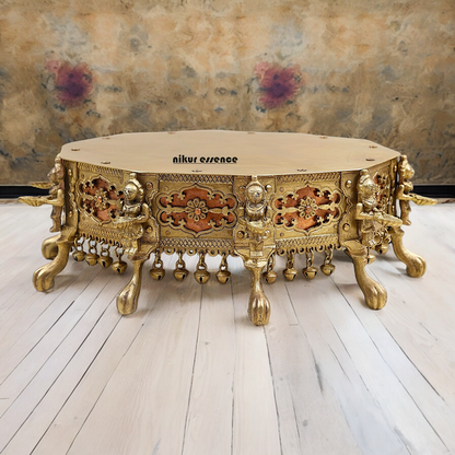 Buy Brass Deepalakshmi Chowki with bells by Nikur Essence - 40.5 cm Nikuressence