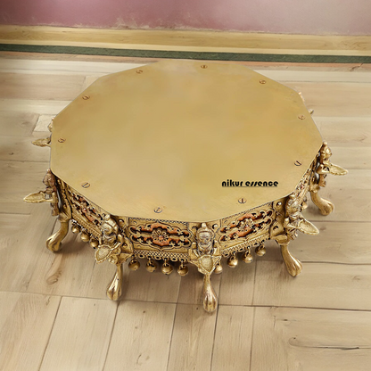 Buy Brass Deepalakshmi Chowki with bells by Nikur Essence - 40.5 cm Nikuressence