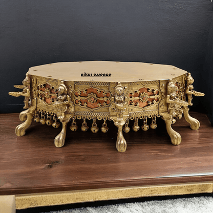 Buy Brass Deepalakshmi Chowki with bells by Nikur Essence - 40.5 cm Nikuressence